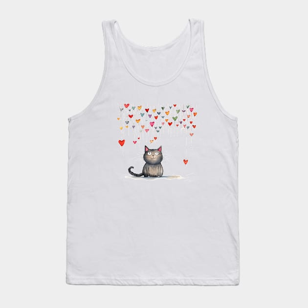 Cat Lover Valentine Tank Top by CunninghamWatercolors